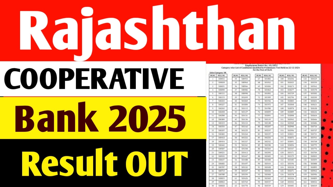 Rajasthan Cooperative Bank Result 2025 | Cut Off Marks, Merit List